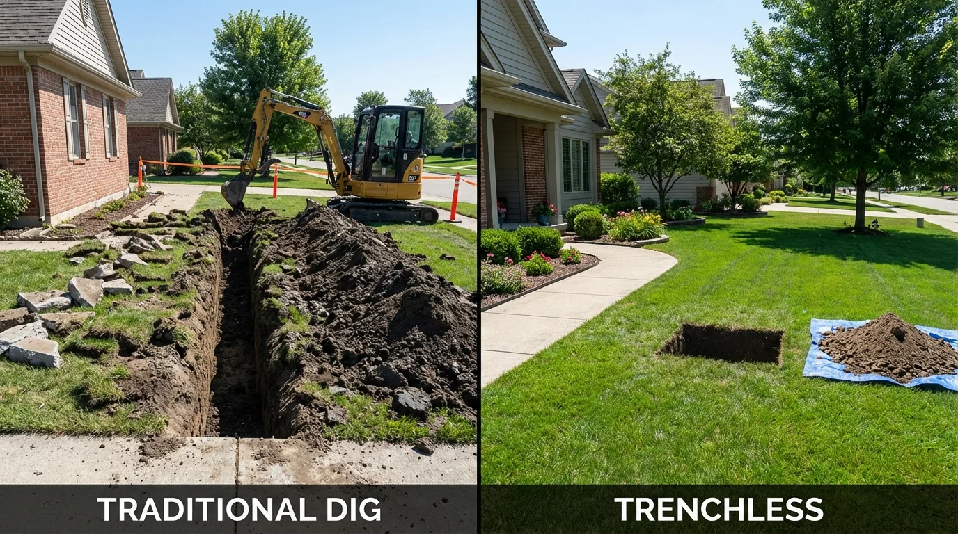 Trenchless sewer repair with minimal yard damage versus traditional excavation in Bronx, NY